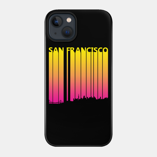 Retro 1980s San Francisco Skyline Silhouette - San Francisco - Phone Case