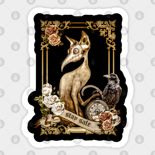 Cat Plague Doctor maskSay "stay safe" vintage - Catshirt - Sticker