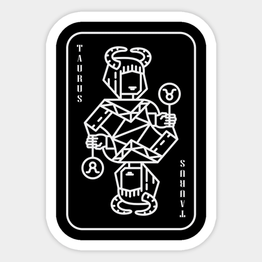 Taurus Zodiac horoscope line art playing card style - Zodiac Horoscope Sign - Sticker