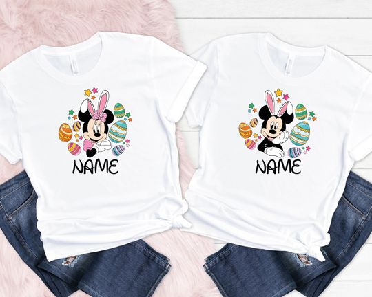 Custom Disney Mickey Mouse And Minnie Easter Day Couple Shirt, Happy Easter Shirt