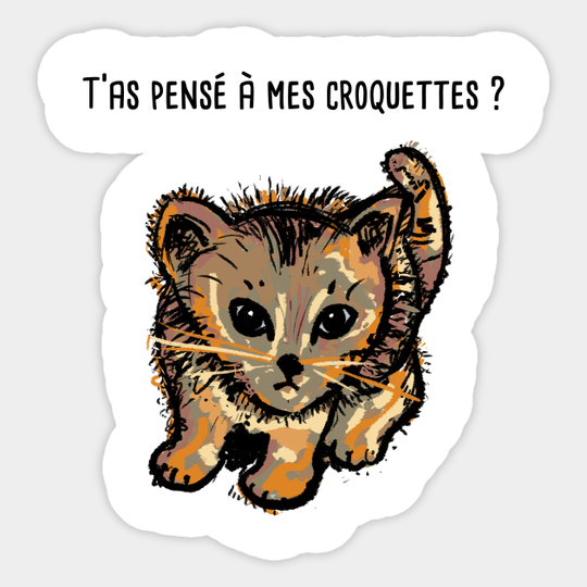 Chaton et croquettes humour chat idée cadeau - Noel - Sticker