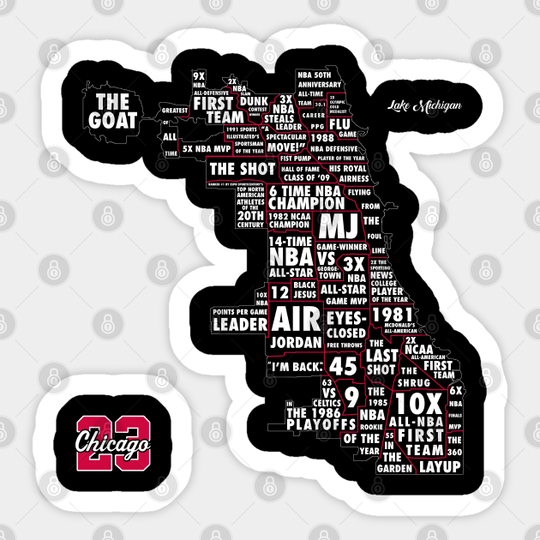 The Michael Jordan (Chicago) Map - Michael Jordan - Sticker