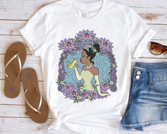 Disney Princess And The Frog Tiana Floral Frame Portrait T-shirt