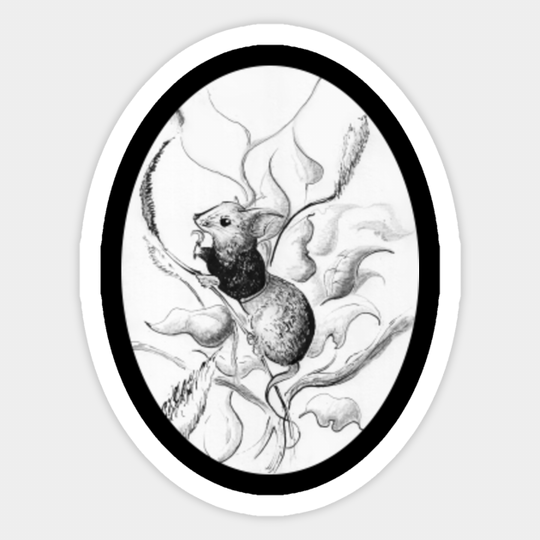 Harvester mouse graphite and ink - Harvest Mouse - Sticker