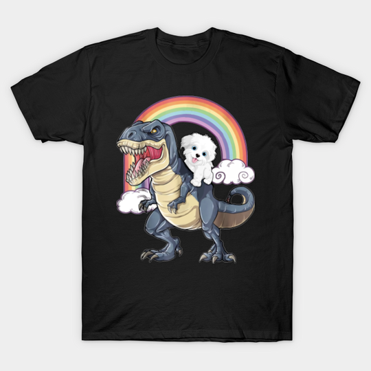 Havanese Riding T rex rainbow - T Rex - T-Shirt