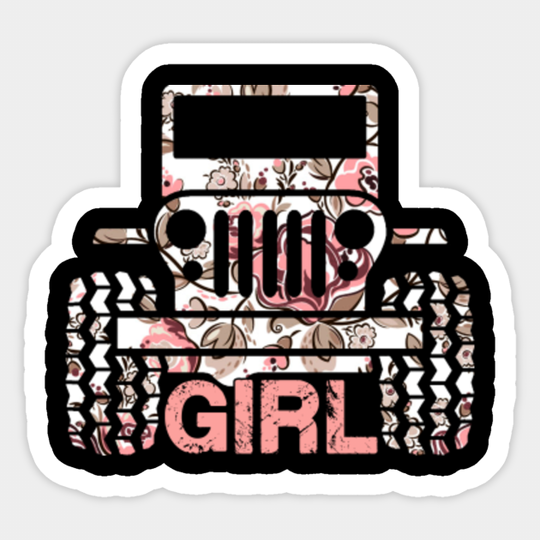 Jeep Girl Cute Flower Jeep Jeeps Lover Jeep Women - Jeep Girl Cute Flower Jeep Jeeps Lover - Sticker