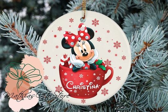Personalized Minnie Mouse Ornament, Disney Christmas Decor