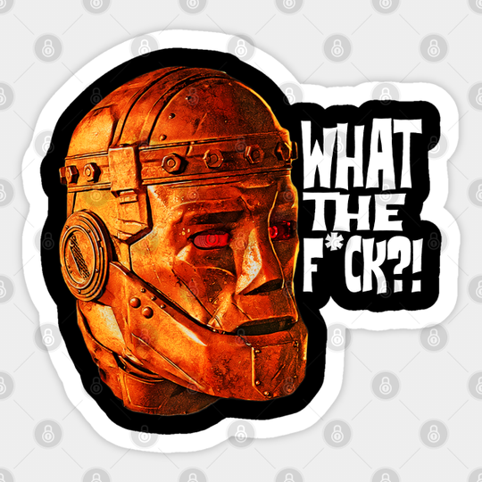WTF Robot Man White Text - Wtf - Sticker