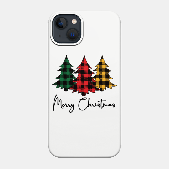 Merry Christmas Buffalo Plaid and Leopard Christmas Trees -Merry Christmas Shirt, Christmas Tree Graphic - Merry Christmas Buffalo Plaid - Phone Case