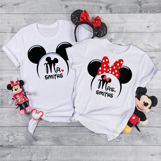 Couple Disney Matching Shirts, Mr&Mrs Disney Valentine's Day Family Shirt