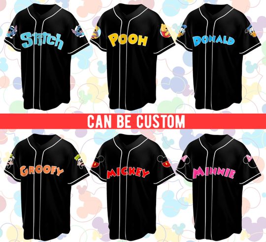 Custom Name Disneyy Characters Baseball Jersey, Mickey And Friends Family Vacation For Baseball Fans