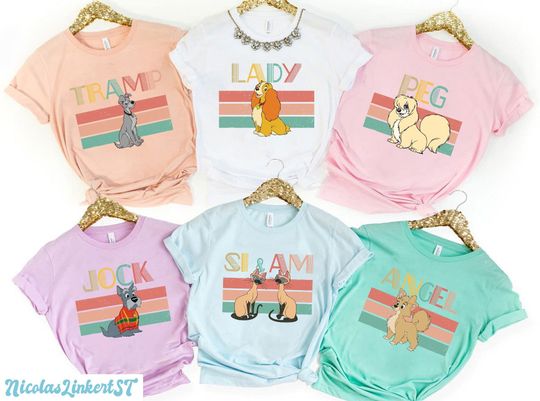 Vintage Lady and the Tramp Shirt, Si and Am, Retro Disney Dog Shirt, Matching Family Shirts