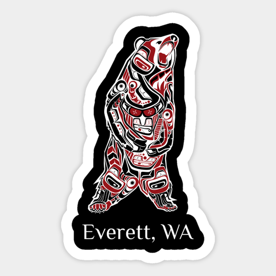 Everett Washington Native American Indian Brown Grizzly Bear Gift - Everett - Sticker