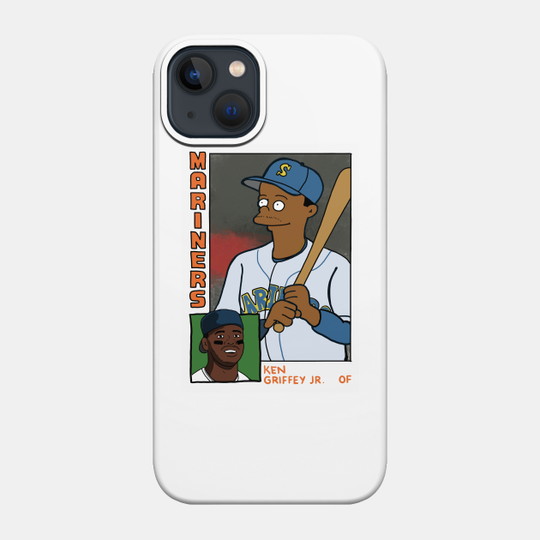 Homer at the Bat - Ken Griffey Jr. Simpsons Parody Baseball Card Tee - Simpsons - Phone Case