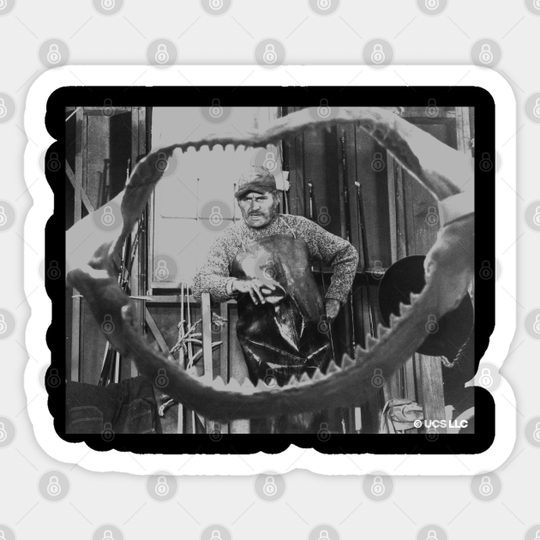 Jaws movie quint in great white mouth. Birthday party gifts. ly licensed merch. Perfect present for mom mother dad father friend him or her - Jaws - Sticker