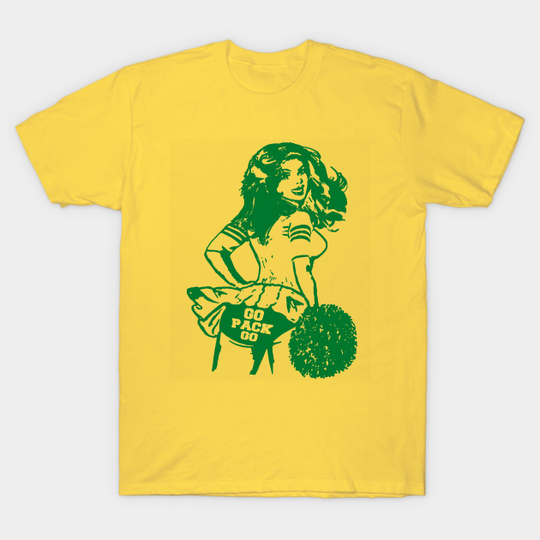 Go Pack Go Cheerleader Vintage Fan Design - Green Bay Packers - T-Shirt