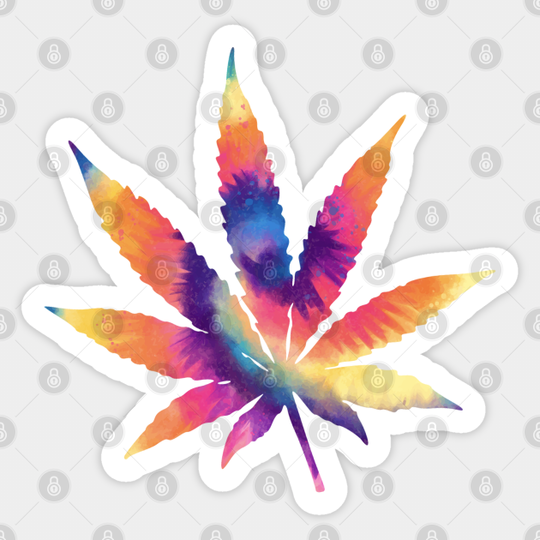 Weed Leaf Tie Dye Trippy Psychedelic - Weed Leaf Sign - Sticker