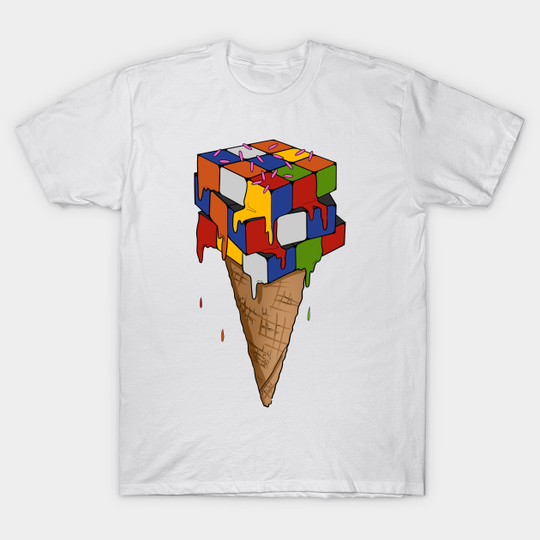 Melting Ice Cream Cone - Melting Rubik's Cube Inspired Design for people who know How to Solve a Rubik's Cube - Melting Rubiks Cube - T-Shirt
