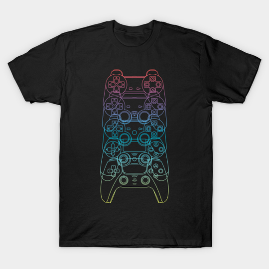 Controles de PlayStation PS1-PS5 (Lineas Arcoiris) - Playstation - T-Shirt