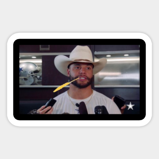 Dak Prescott Cowboy Hat Tee - Dallas Cowboys - Sticker
