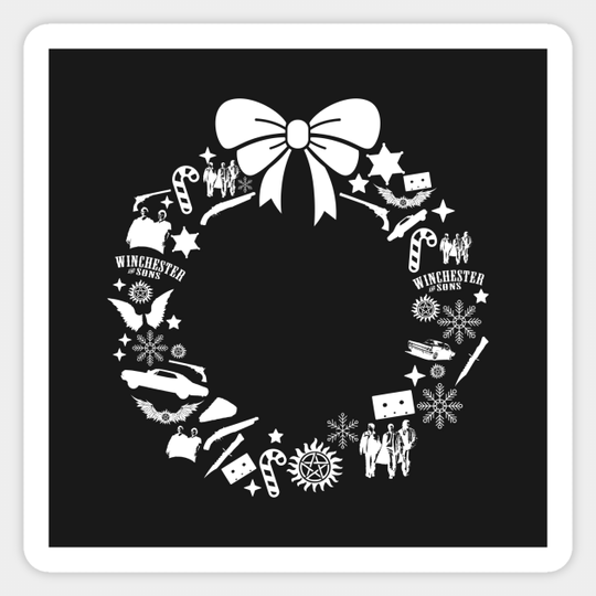 Supernatural Christmas Wreath Pattern - Supernatural - Sticker