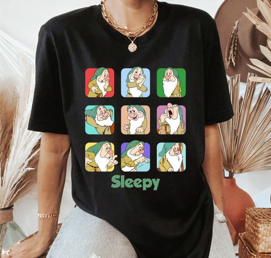 Disney Sleepy Snow White and Seven Dwarfs Shirt, Sleepy Moods Shirt, Magic Kingdom Tee,Disneyland Family Matching Shirts