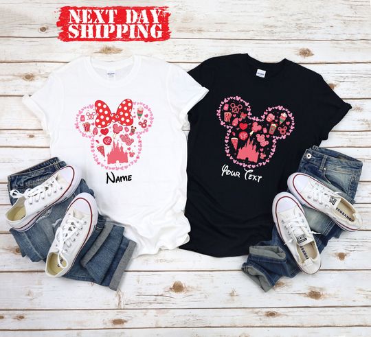 Custom Disney Valentines Day Couple Shirts