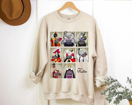 Disney Villains Mugshots Group Sweatshirt, Evil Queen Maleficent Ursula T-shirt