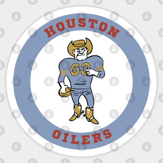 Retro Houston Oilers ))(( Throwback Mascot Texas Fan - Houston Oilers - Sticker