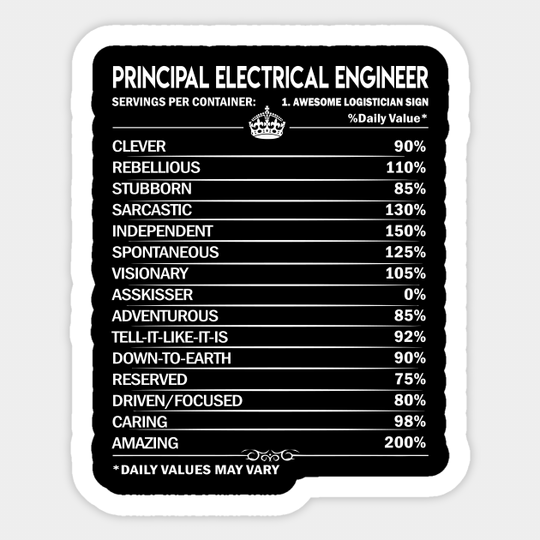 Principal Electrical Engineer Sticker - Principal Electrical Engineer Factors Daily Gift Item Sticker - Principal Electrical Engineer - Sticker
