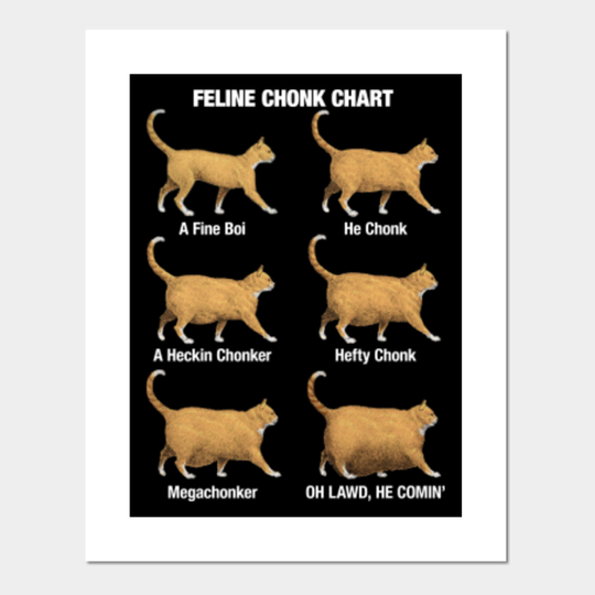Feline Chonk Chart, Funny Chonk Cat Meme - Chonk Cat - Posters and Art Prints