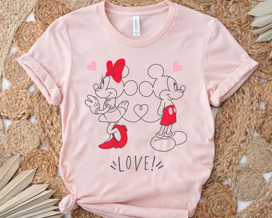 Discover Disney Mickey And Minnie Love Hearts Valentine's Day T-shirt