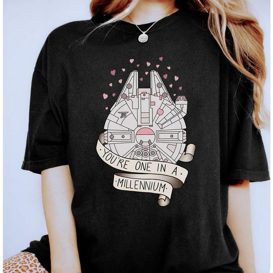 Star Wars One In A Millennium Falcon T-Shirt, Disney Happy Valentine's Day Couples Matching 2023 T-Shirt