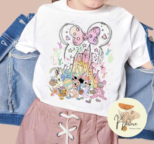Disney Easter Watercolor Shirt,  Minnie Easter Shirt, Disney Bunny, Disney Easter Kids Shirt