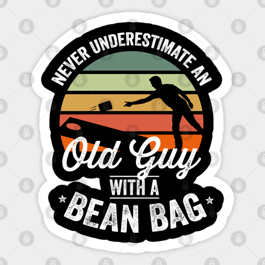 Mens Cornhole Sticker Old Man Funny Cornhole Bean Bag 4th of July - Cornhole - Sticker