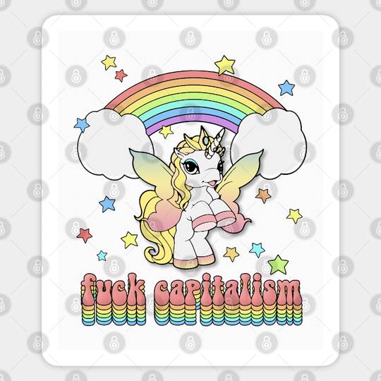 Fuck Capitalism // Retro Unicorn Design - Anti Capitalism - Sticker