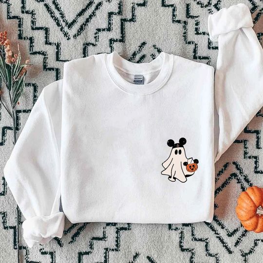 Retro Mickey Ghost and Pumpkin Sweater, Vintage Disney Halloween Sweatshirt