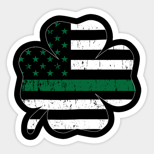 St Patricks Vintage Irish Shamrock USA Flag T-Shirt - St Patricks Day - Sticker