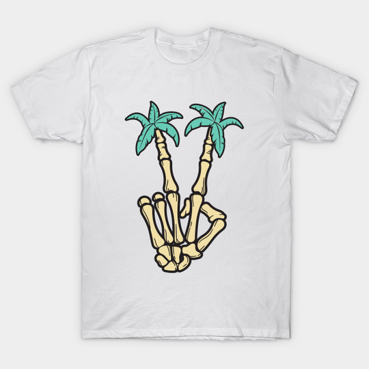 Palm Tree Skeleton Hand - Skeleton Bones - T-Shirt