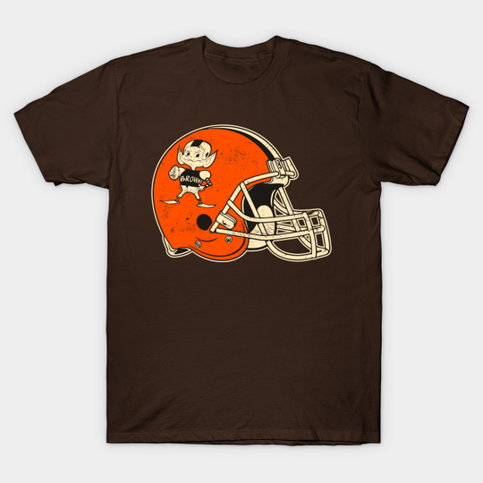 Retro Distressed Cleveland Browns Brownie Helmet - Cleveland Browns - T-Shirt