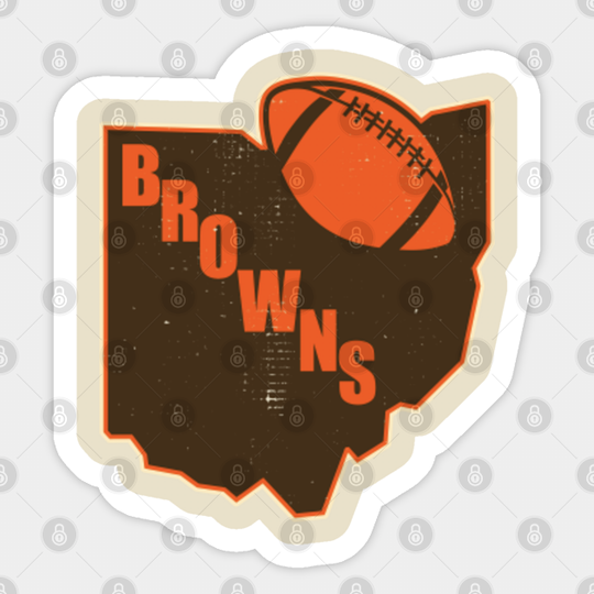 Retro Cleveland Browns State Outline Fan Design - Cleveland Browns - Sticker