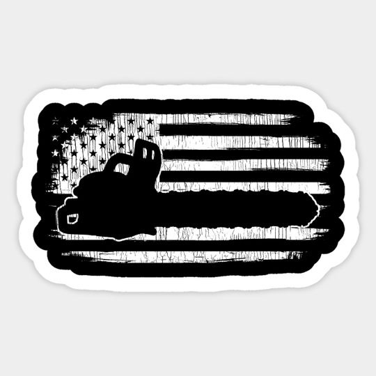 Chainsaw American Flag Arborist - Chainsaw - Sticker