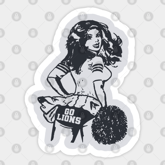 Detroit Lions Retro Football Cheerleader - Detroit Lions - Sticker
