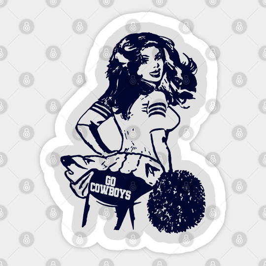 Dallas Cowboys Retro Football Cheerleader - Dallas Cowboys - Sticker