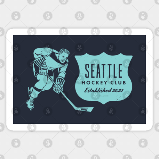 Vintage Hockey - Seattle Kraken (Blue Seattle Wordmark) - Seattle Kraken - Sticker