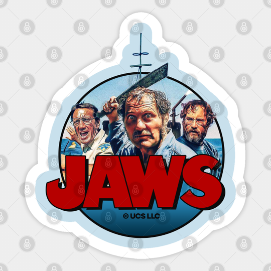 Jaws movie poster design. Quint Brody Hooper. Birthday party gifts. Perfect present for mom mother dad father friend him or her - Jaws - Sticker