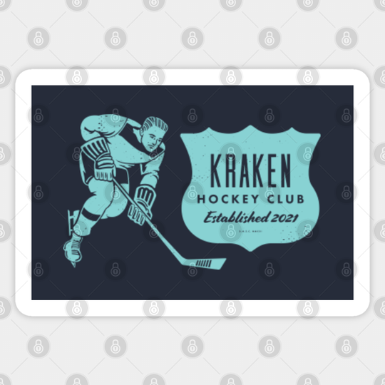 Vintage Hockey - Seattle Kraken (Blue Kraken Wordmark) - Seattle Kraken - Sticker