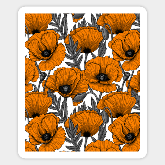 Orange poppy garden - Poppy - Sticker