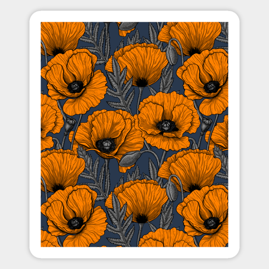 Orange poppy garden 2 - Poppy - Sticker