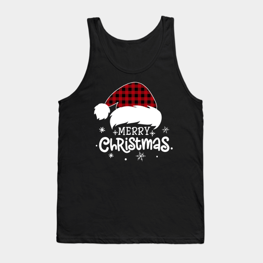 Merry Christmas Buffalo Red Plaid Santa Hat Xmas Holiday - Merry Christmas - Sticker